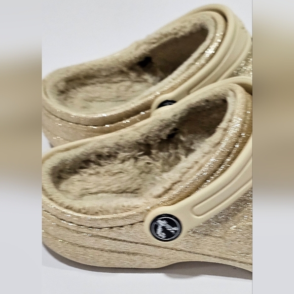 Crocs Kids Baya Lined Clog Gold Glitter Girl Size J 2 Hello Kitty Roblox Pink - Picture 9 of 11